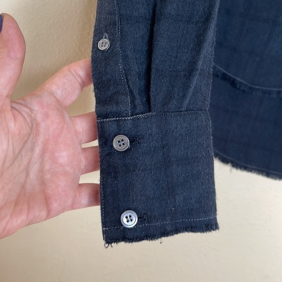 Mona Thalheimer Gray Black Plaid Ombre Flannel Long Sleeve Shirt Size XS - Picture 4 of 6